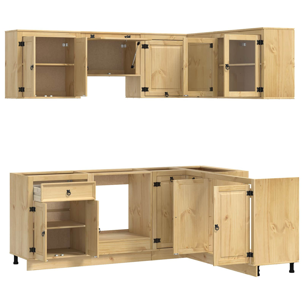 vidaXL Schrank mit Regal SKI 8 pcs Honigbraun Massives Kiefernholz