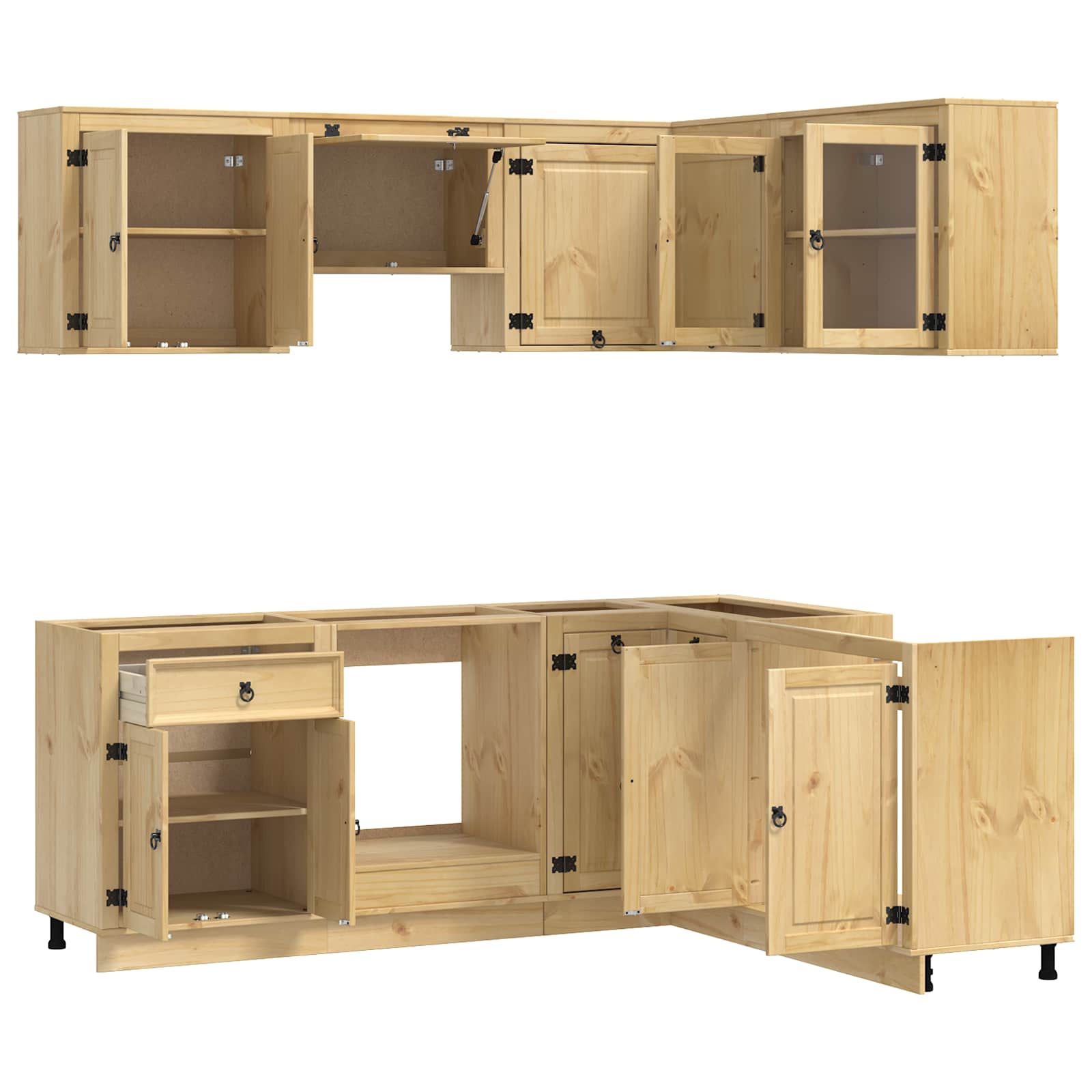 vidaXL Schrank mit Regal SKI 8 pcs Honigbraun Massives Kiefernholz