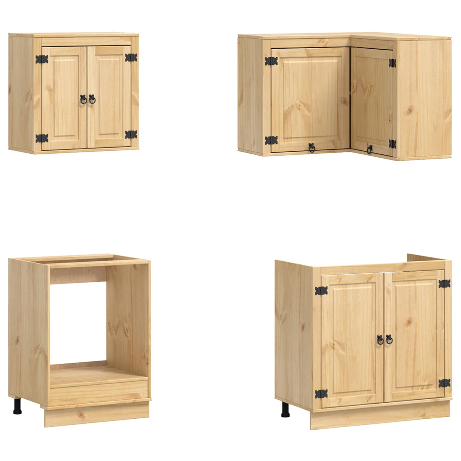 vidaXL Schrank mit Regal SKI 8 pcs Honigbraun Massives Kiefernholz