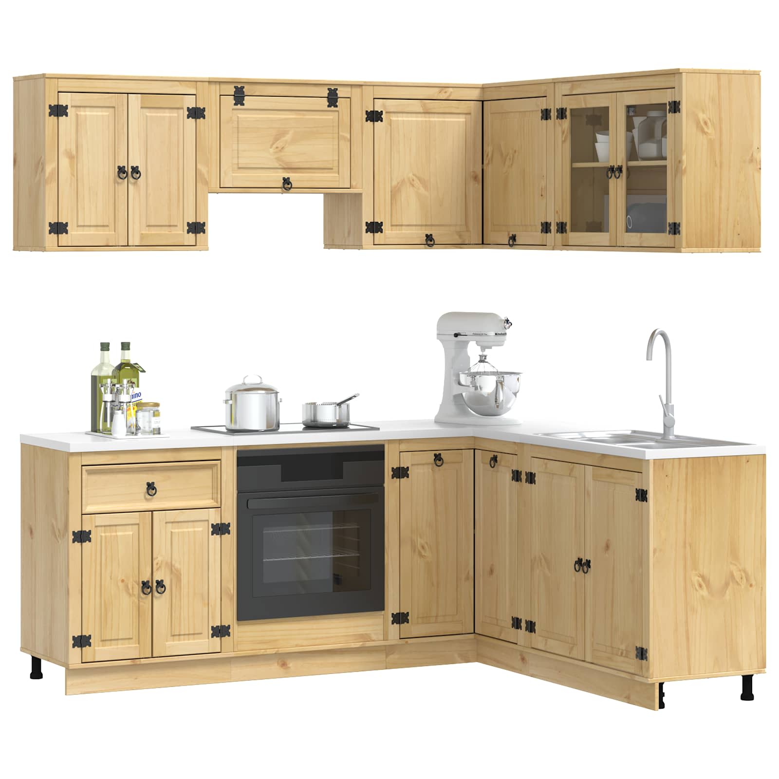 vidaXL Schrank mit Regal SKI 8 pcs Honigbraun Massives Kiefernholz