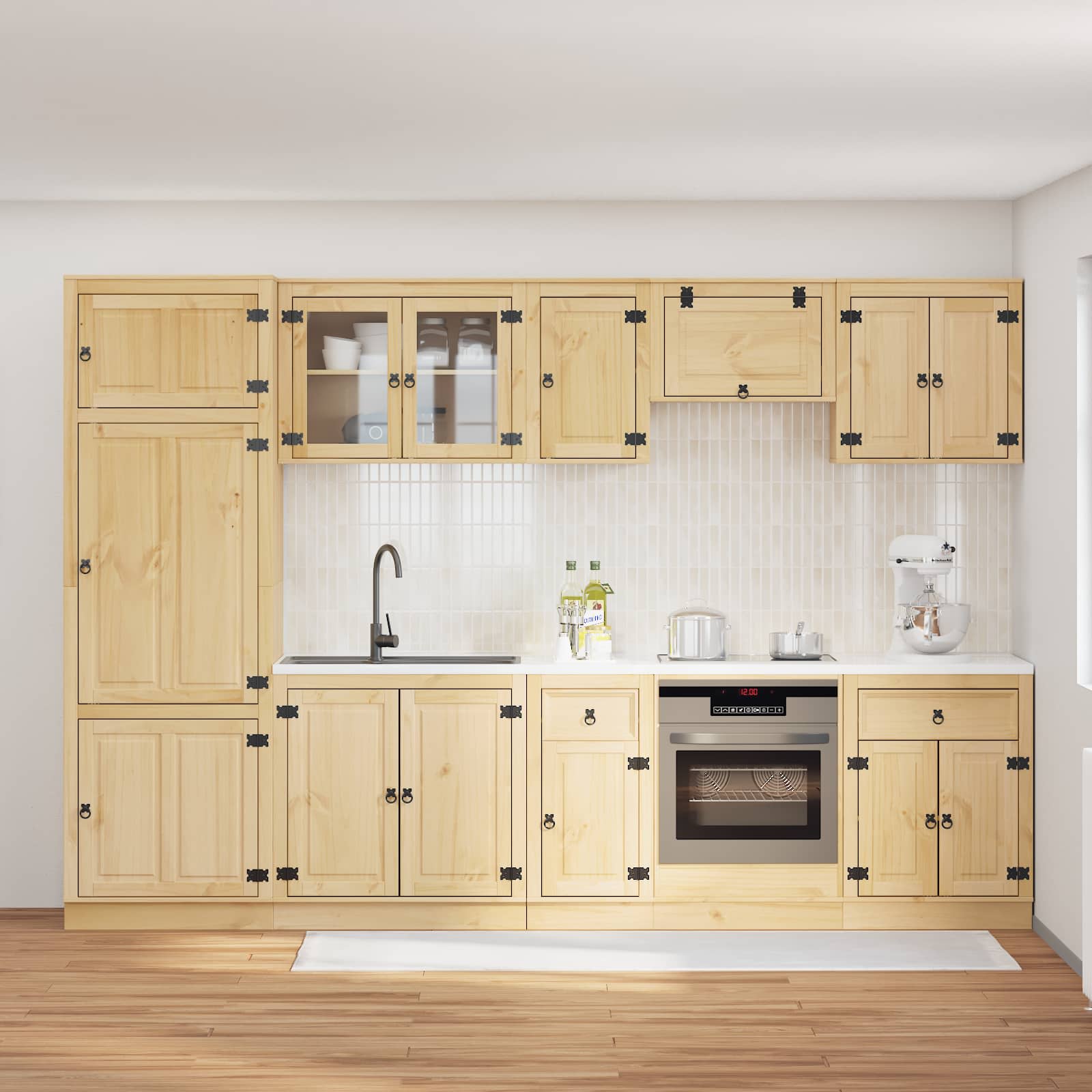 vidaXL Schrank mit Regal SKI 9 pcs Honigbraun Massives Kiefernholz