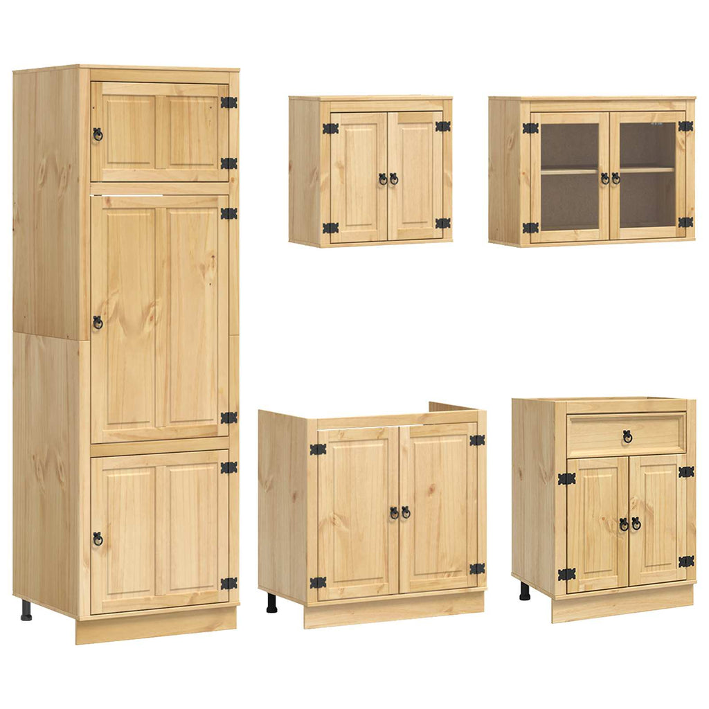 vidaXL Schrank mit Regal SKI 9 pcs Honigbraun Massives Kiefernholz