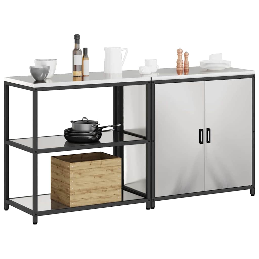 vidaXL Aufbewahrungsset für die Küche HATTEM 2 pcs Silber Edelstahl