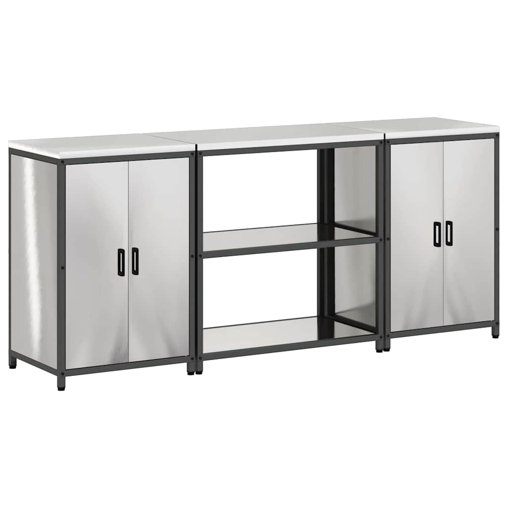 vidaXL Aufbewahrungsset für die Küche HATTEM 3 pcs Silber Edelstahl