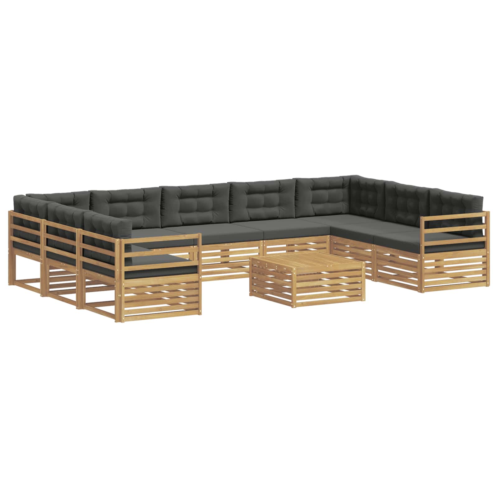vidaXL Outdoor-Sofagarnitur mit Kissen 10 pcs Massivholz Akazie