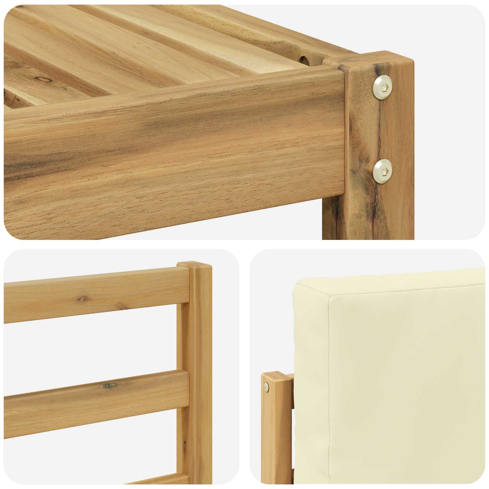 vidaXL Sofagarnituren 9 pcs Weiß und Creme Massivholz Akazie