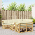 vidaXL Sofagarnituren 9 pcs Weiß und Creme Massivholz Akazie
