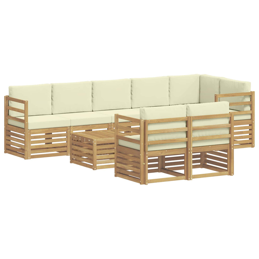 vidaXL Sofagarnituren 9 pcs Weiß und Creme Massivholz Akazie