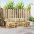 vidaXL Sofagarnituren mit Kissen 6 pcs Weiß und Beige Polyester
