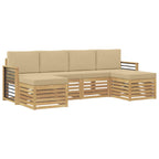vidaXL Sofagarnituren mit Kissen 6 pcs Weiß und Beige Polyester