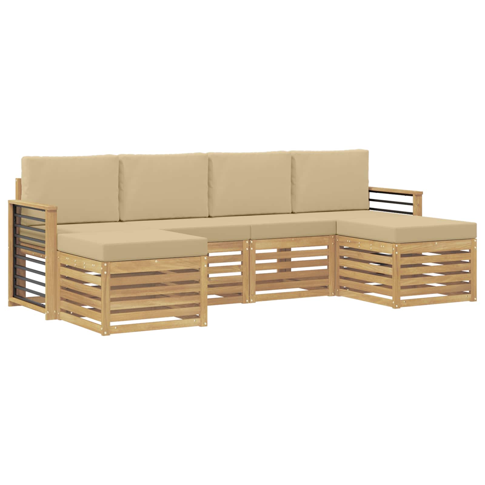 vidaXL Sofagarnituren mit Kissen 6 pcs Weiß und Beige Polyester