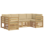 vidaXL Ecksofa Set 6 pcs Weiß und Beige 245 x 126,5 x 73 cm Polyester