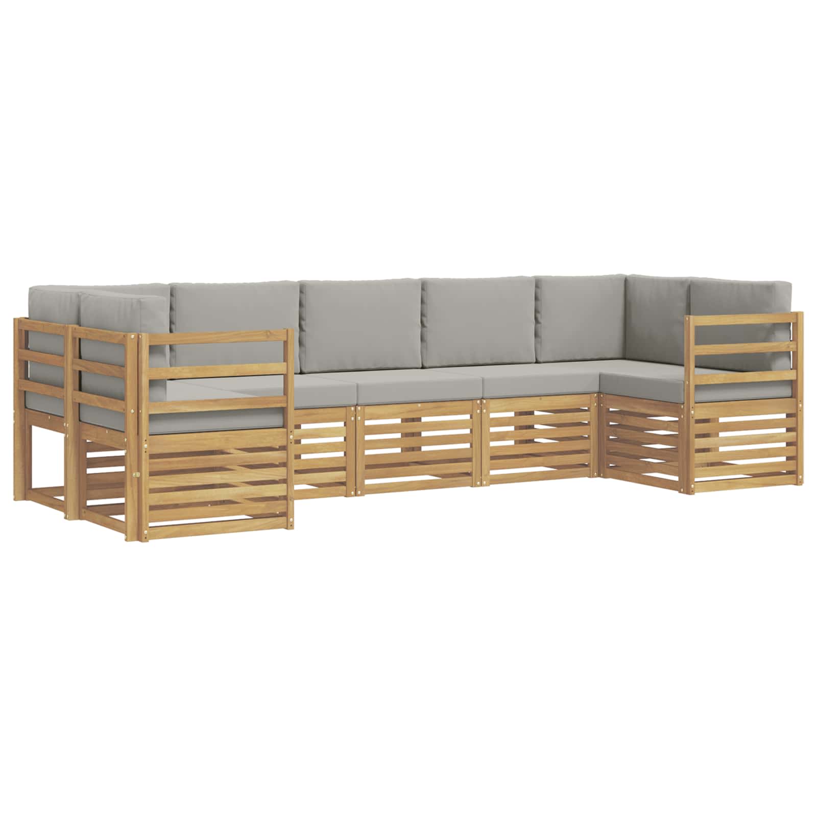 vidaXL Ecksofa Set 7 pcs Weiß und Hellgrau 304 x 126,5 x 73 cm