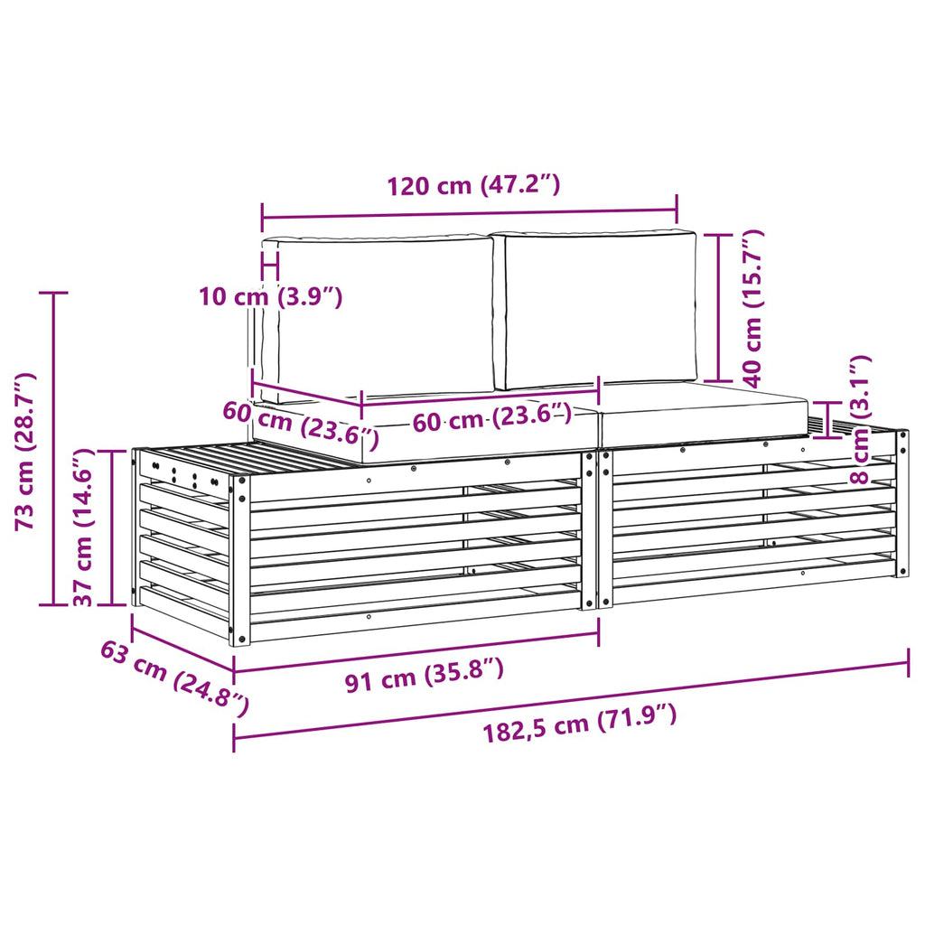 vidaXL Sofagarnituren 3 Stück 182,5 x 63 x 73 cm