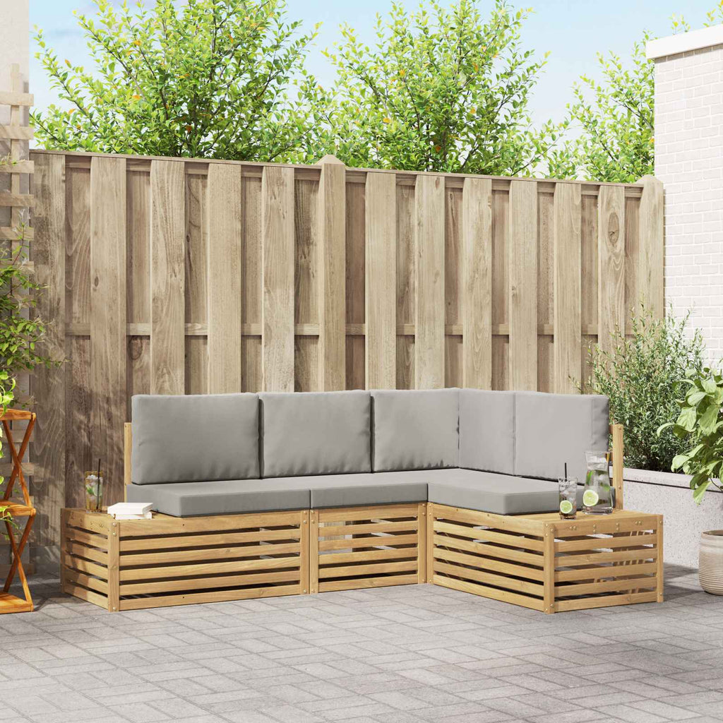 vidaXL Outdoor-Sofagarnitur mit Kissen 4 Stück Weiß und Hellgrau