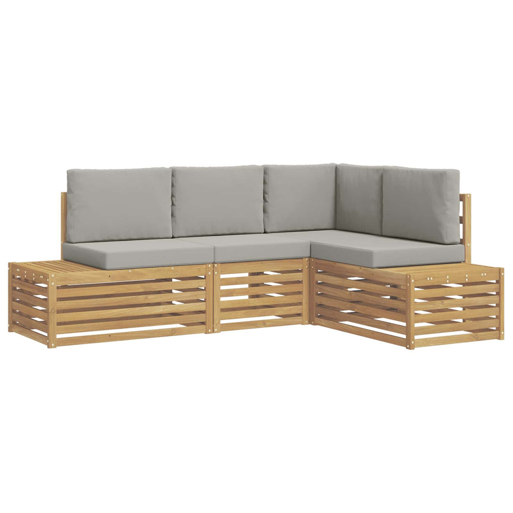 vidaXL Outdoor-Sofagarnitur mit Kissen 4 Stück Weiß und Hellgrau
