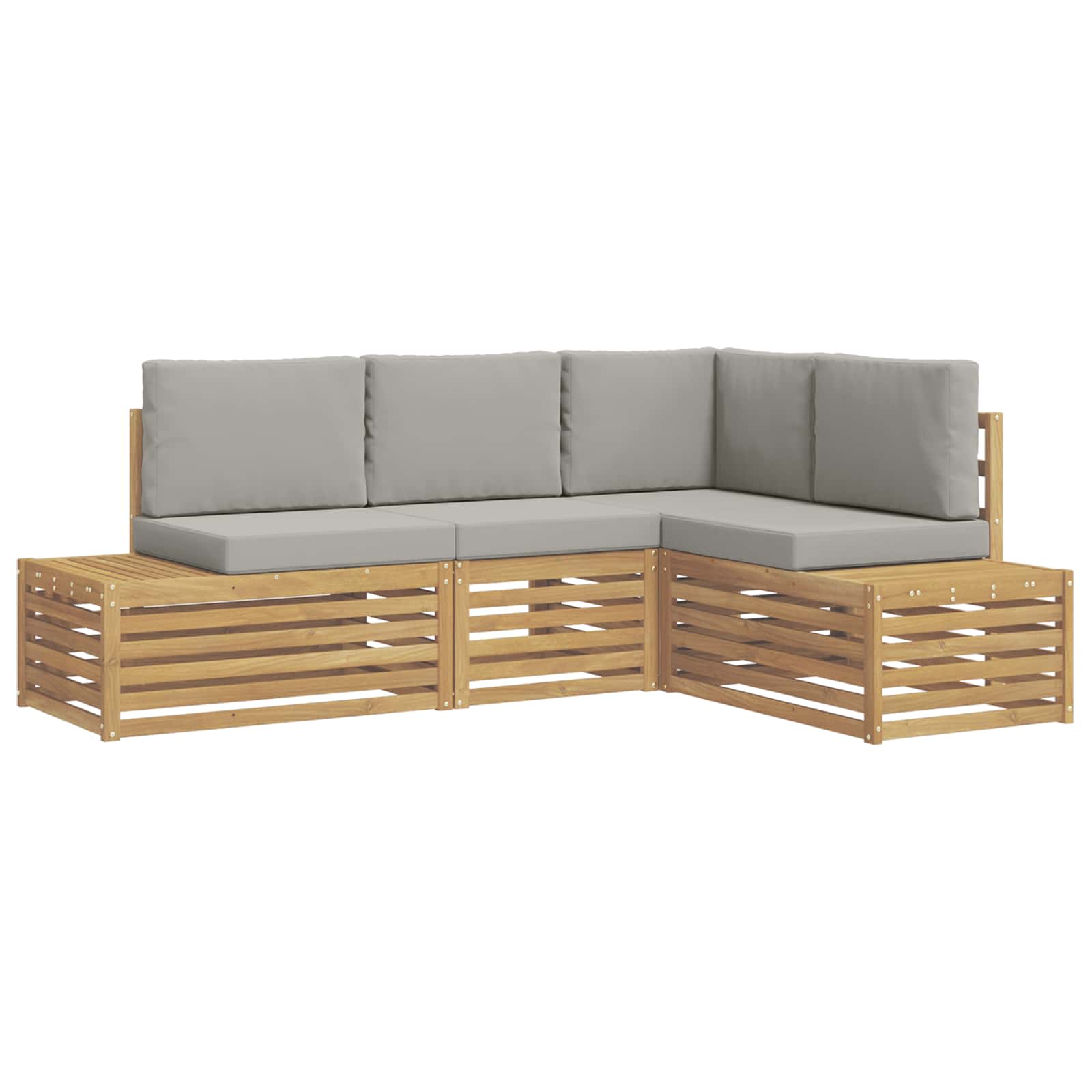 vidaXL Outdoor-Sofagarnitur mit Kissen 4 Stück Weiß und Hellgrau