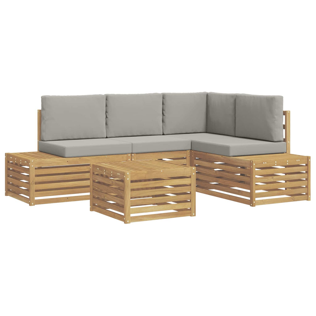 vidaXL Outdoor-Sofagarnitur mit Kissen 5 Stück Weiß und Hellgrau