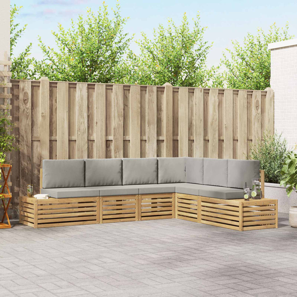 vidaXL Outdoor-Sofagarnitur mit Kissen 6 Stück Weiß und Hellgrau