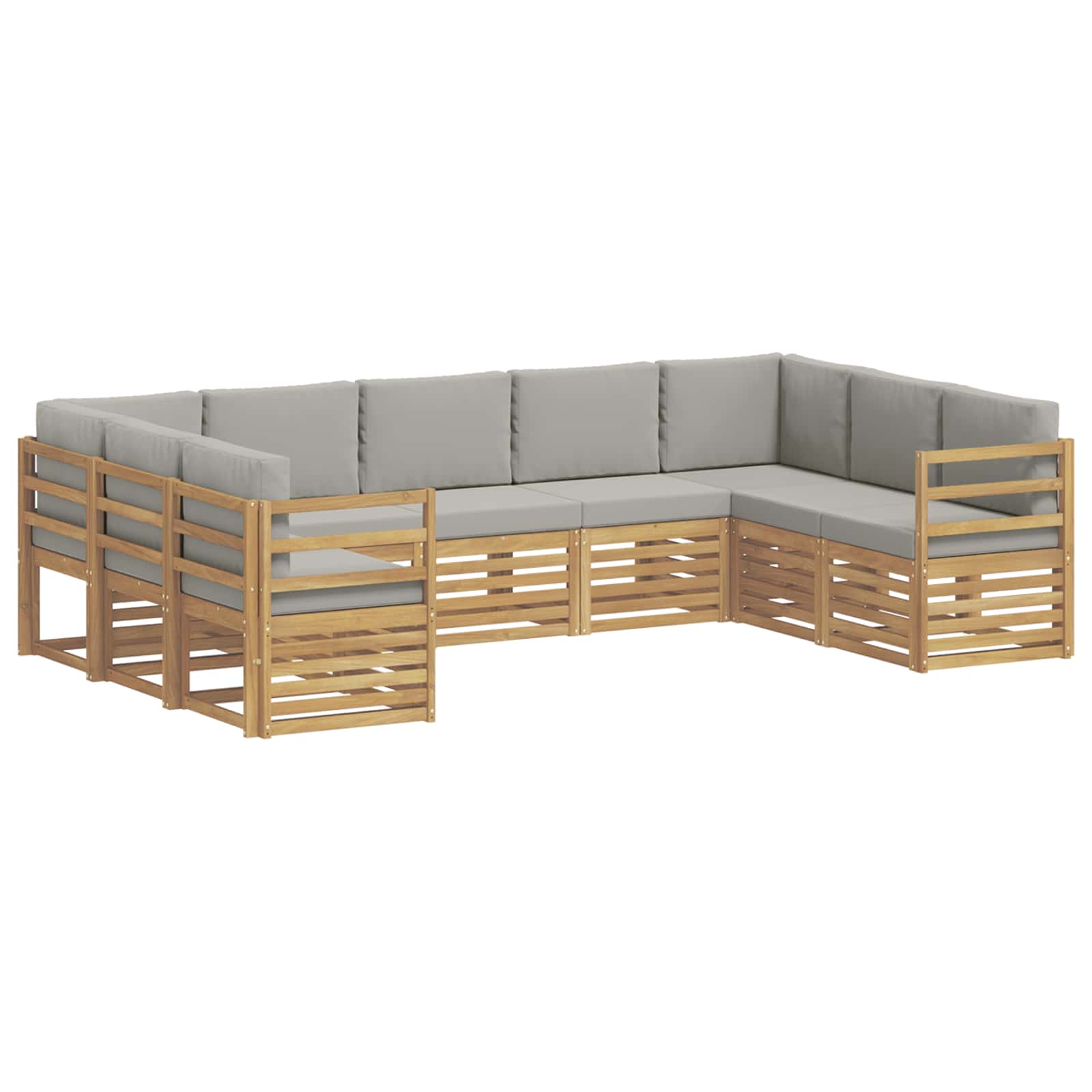 vidaXL Ecksofa Set 9 pcs Weiß und Hellgrau 304 x 185,5 x 73 cm