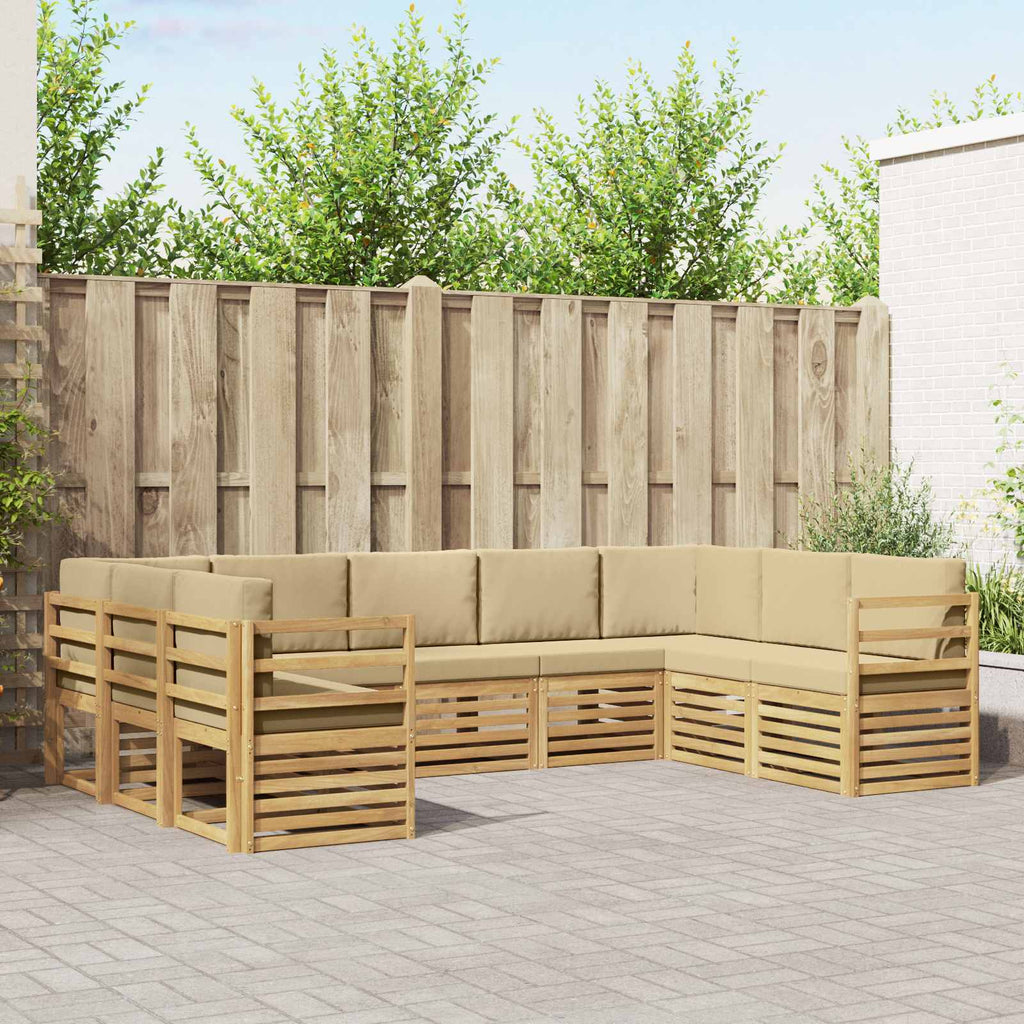 vidaXL Ecksofa Set 9 pcs Weiß und Beige 304 x 185,5 x 73 cm Polyester