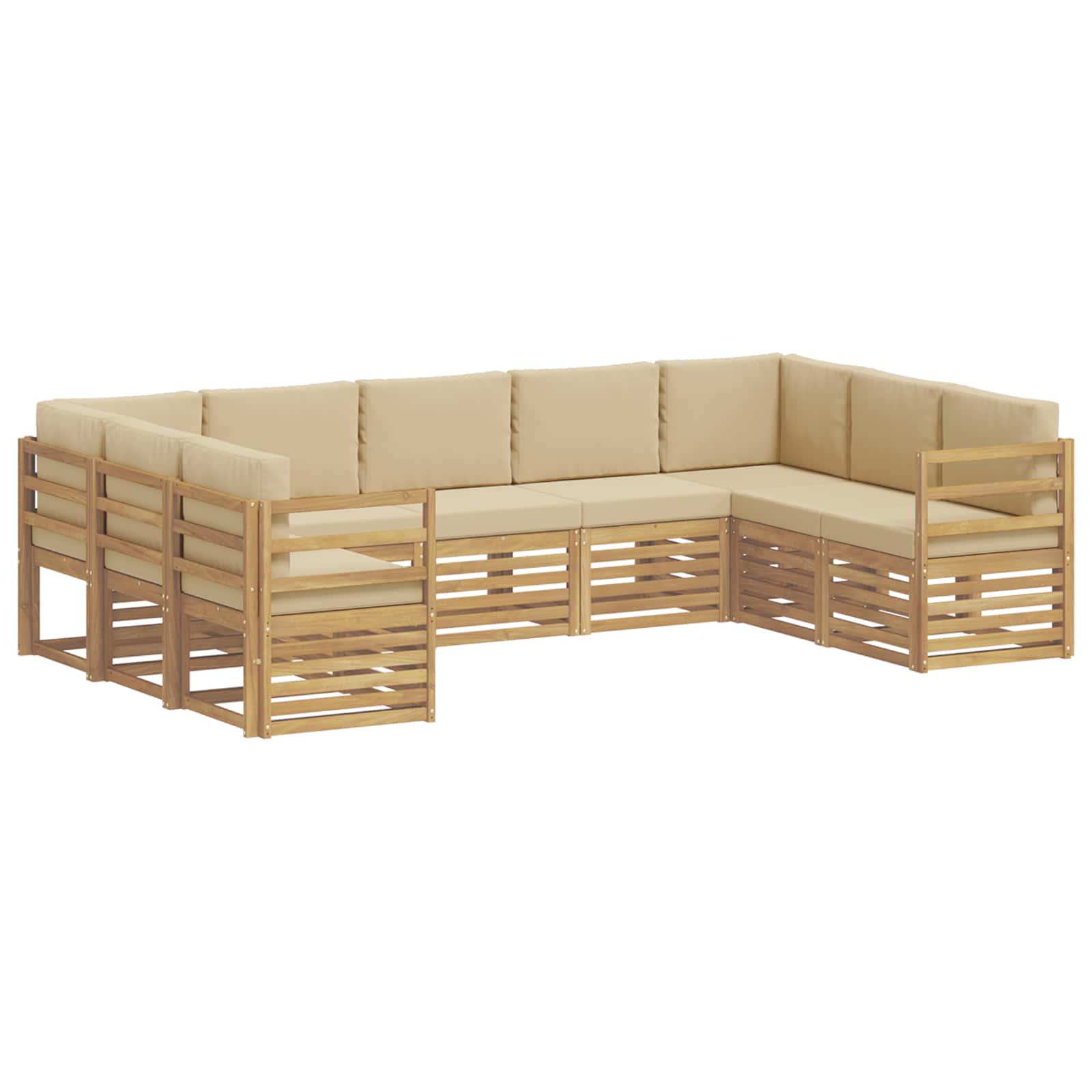 vidaXL Ecksofa Set 9 pcs Weiß und Beige 304 x 185,5 x 73 cm Polyester