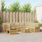 vidaXL Sofagarnituren 10 pcs Weiß und Beige 59 x 59 x 37 cm Polyester