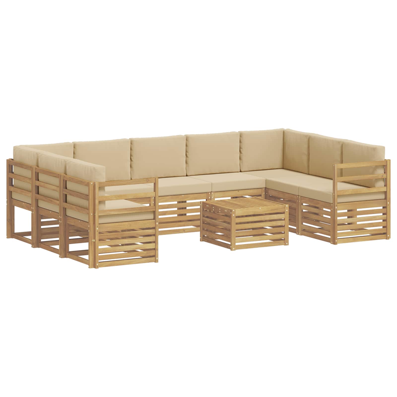 vidaXL Sofagarnituren 10 pcs Weiß und Beige 59 x 59 x 37 cm Polyester