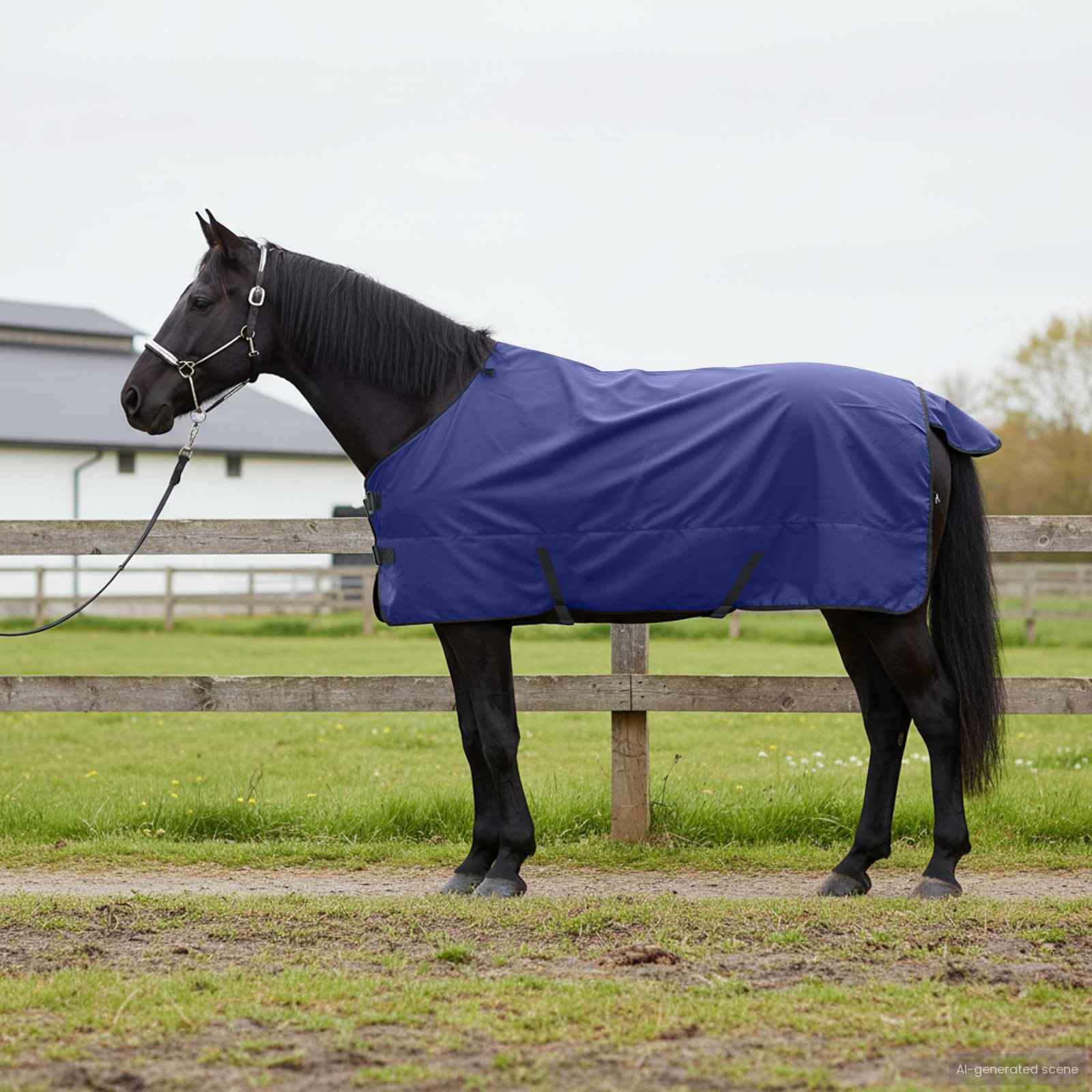 vidaXL Pferdedecke Dunkelgrün und Schwarz 75 cm Polyester