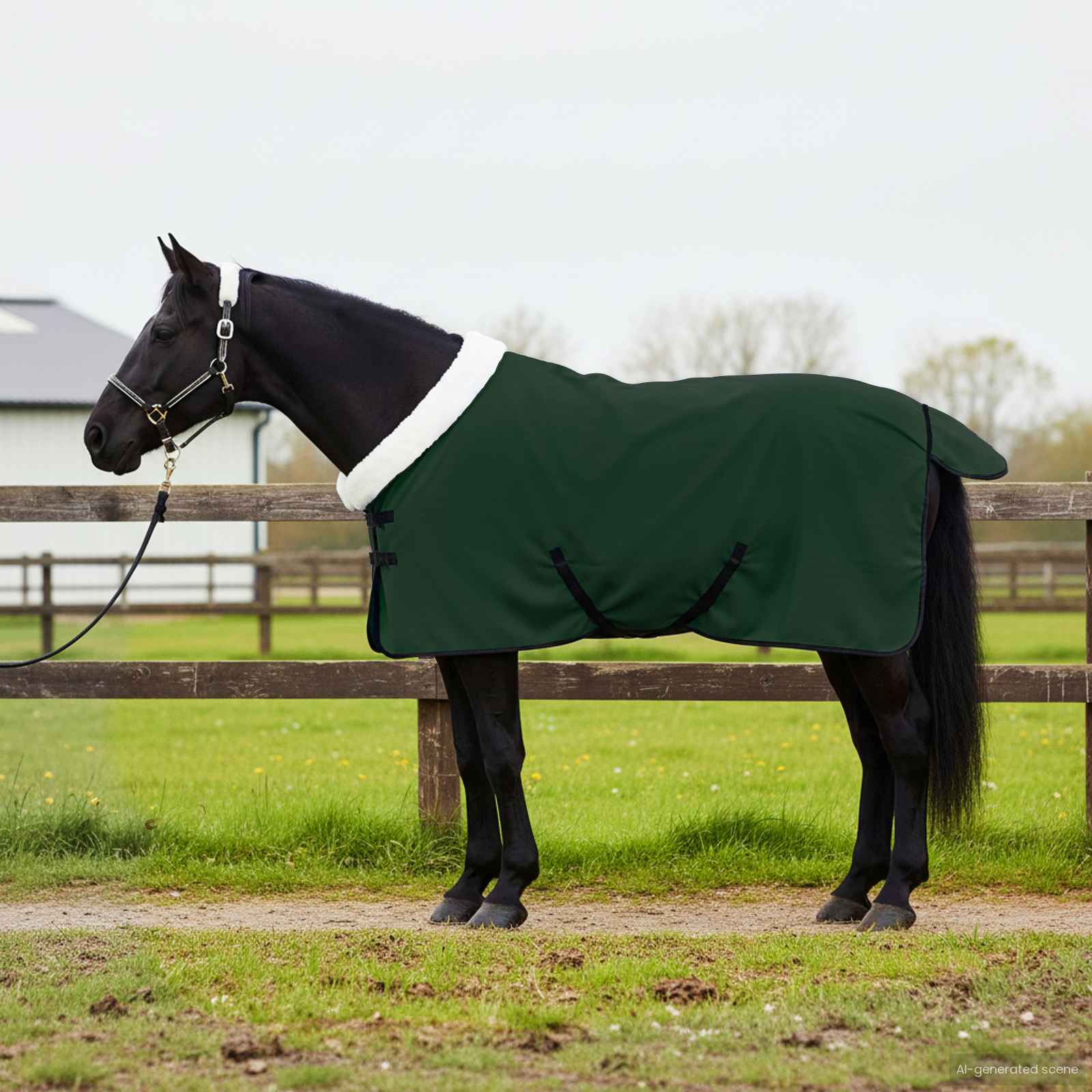 vidaXL Pferdedecke Dunkelgrün 75 cm Polarfleece