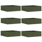 vidaXL Raseneinfassung 6 pcs Olive Grün 40 x 40 x 13 cm Stahl