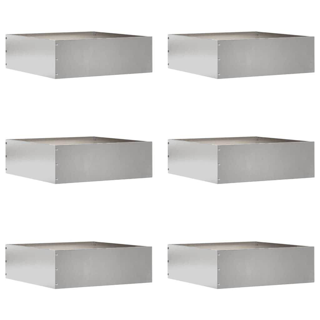 vidaXL Raseneinfassung 6 pcs Silber 40 x 40 x 13 cm Edelstahl