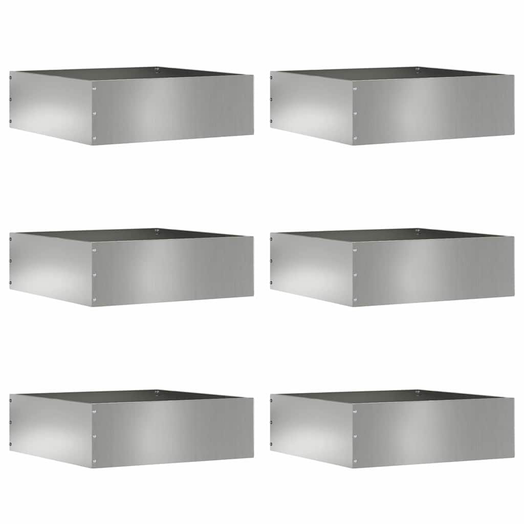 vidaXL Raseneinfassung 6 pcs Silber 40 x 40 x 13 cm Verzinkter Stahl