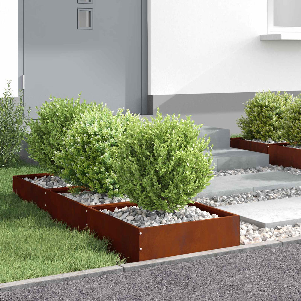 vidaXL Raseneinfassung 6 pcs Rostig 40 x 40 x 13 cm Wetterfeststahl