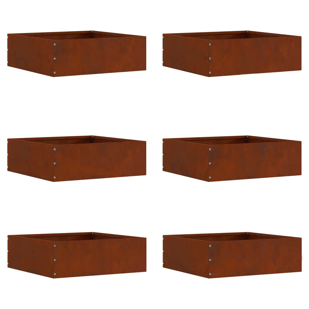 vidaXL Raseneinfassung 6 pcs Rostig 40 x 40 x 13 cm Wetterfeststahl