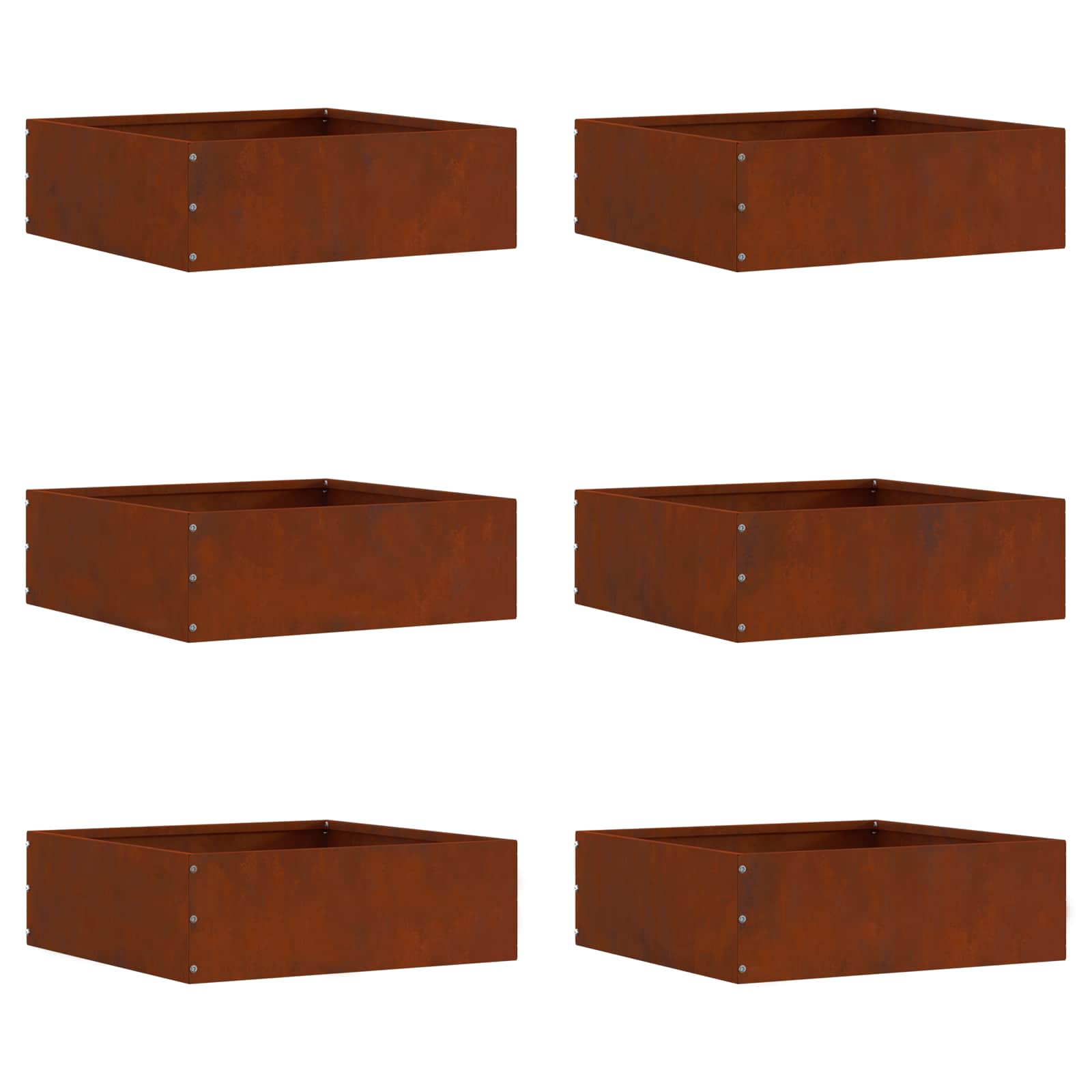 vidaXL Raseneinfassung 6 pcs Rostig 40 x 40 x 13 cm Wetterfeststahl