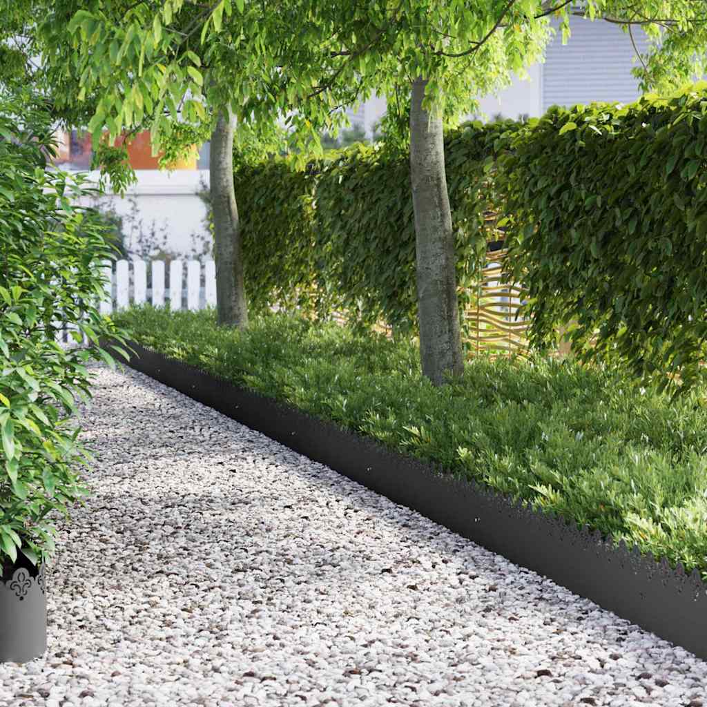 vidaXL Rasenkanten 10 pcs Schwarz 103 x 0,05 x 22 cm Stahl