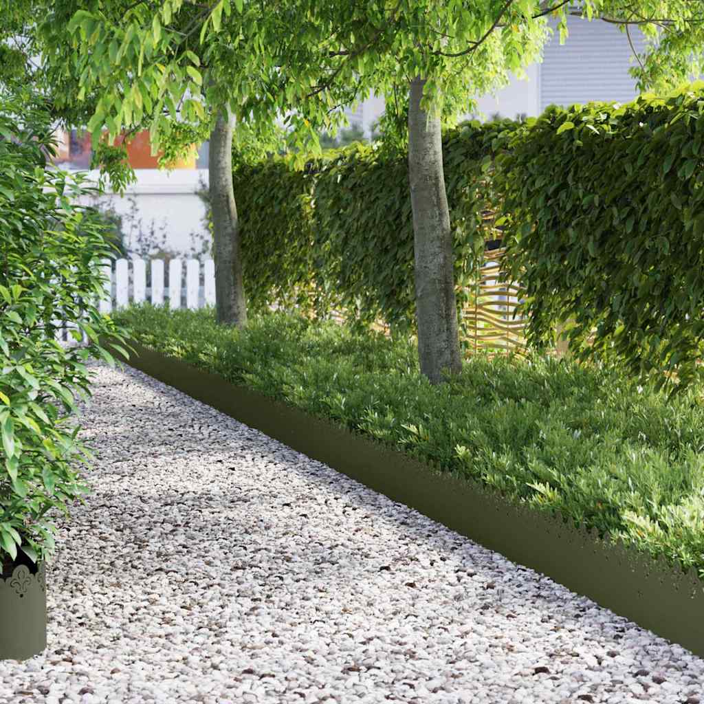 vidaXL Rasenkanten 10 pcs Olive Grün 103 x 0,05 x 22 cm Stahl