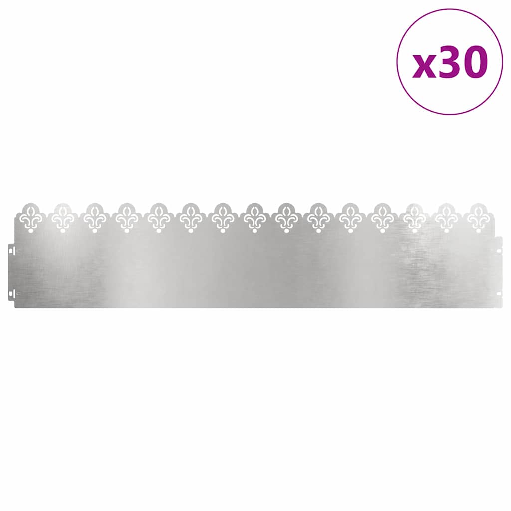 vidaXL Rasenkanten 30 pcs Silber 103 x 0,05 x 22 cm Edelstahl
