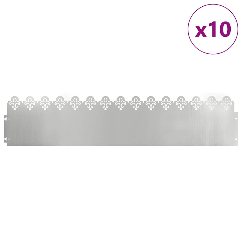 vidaXL Rasenkanten 10 pcs Silber 103 x 0,05 x 22 cm Verzinkter Stahl