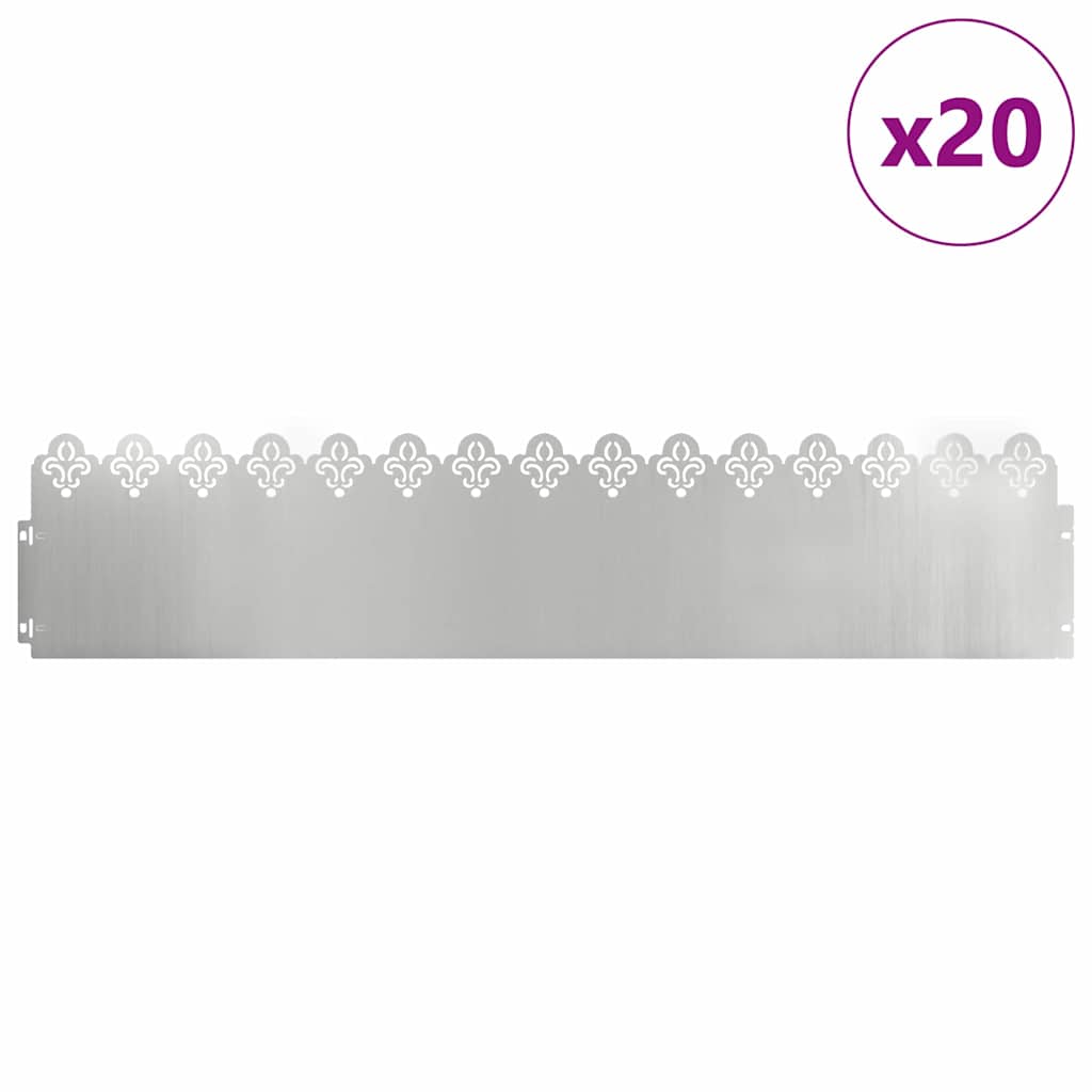 vidaXL Rasenkanten 20 pcs Silber 103 x 0,05 x 22 cm Verzinkter Stahl