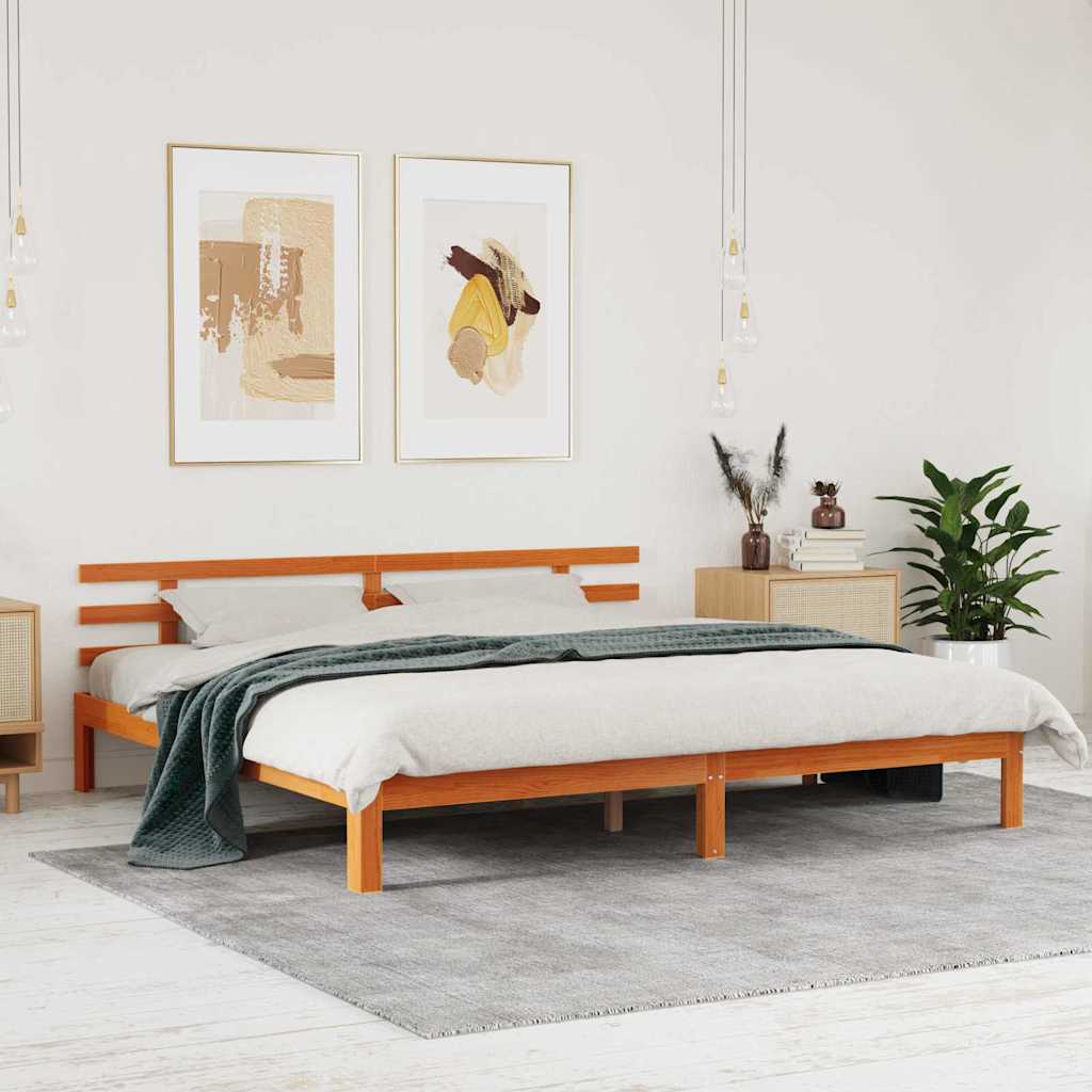 vidaXL Bettrahmen Wachsbraun 203,5 x 205,5 x 69,5 cm Massivholz Kiefer