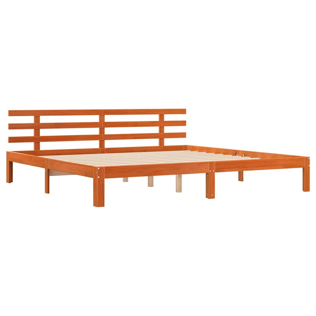 vidaXL Bettrahmen Wachsbraun 203,5 x 205,5 x 69,5 cm Massivholz Kiefer