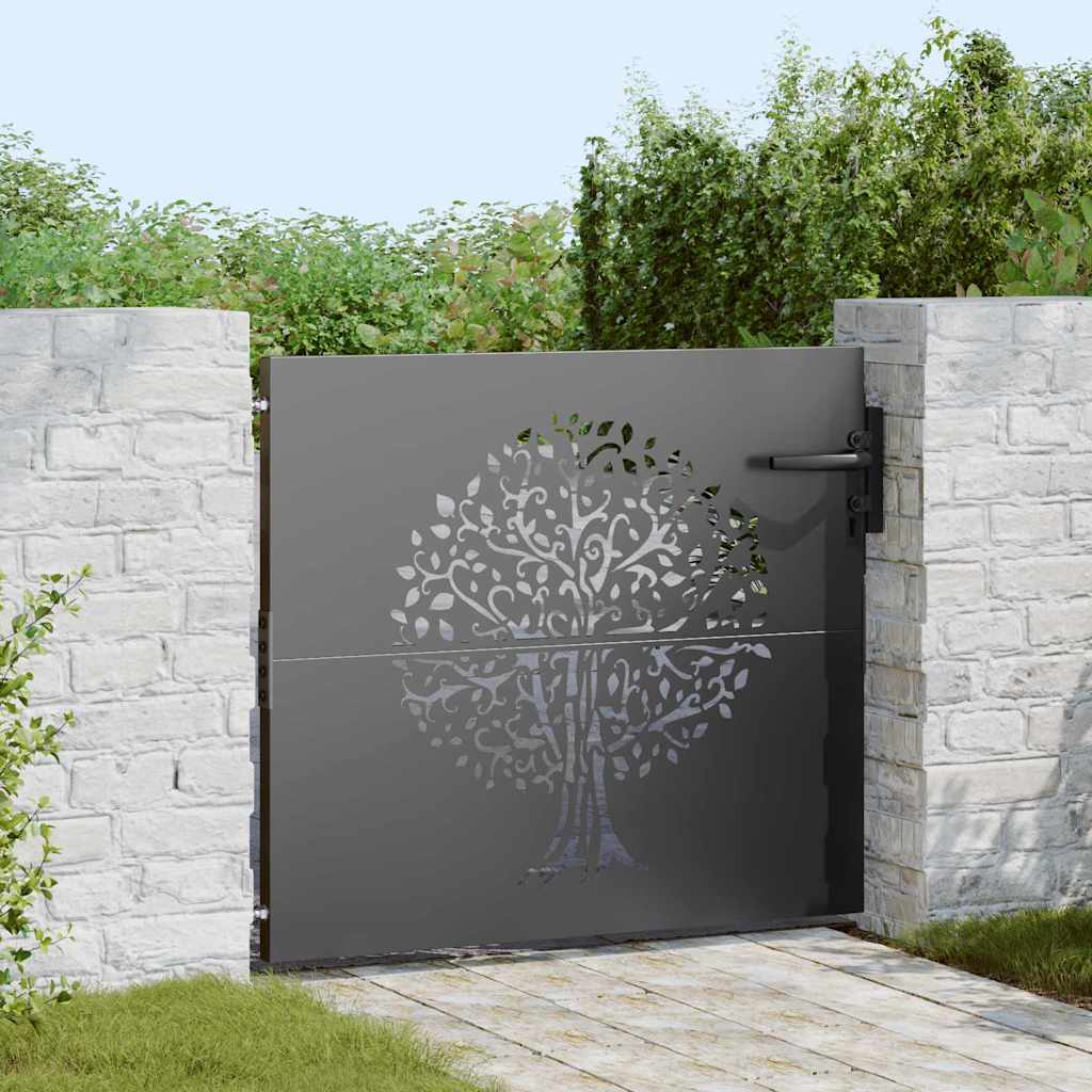 vidaXL Gartentor Schwarz 85 x 100 cm Pulverbeschichteter Stahl
