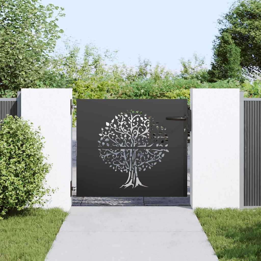 vidaXL Gartentor Schwarz 85 x 100 cm Pulverbeschichteter Stahl