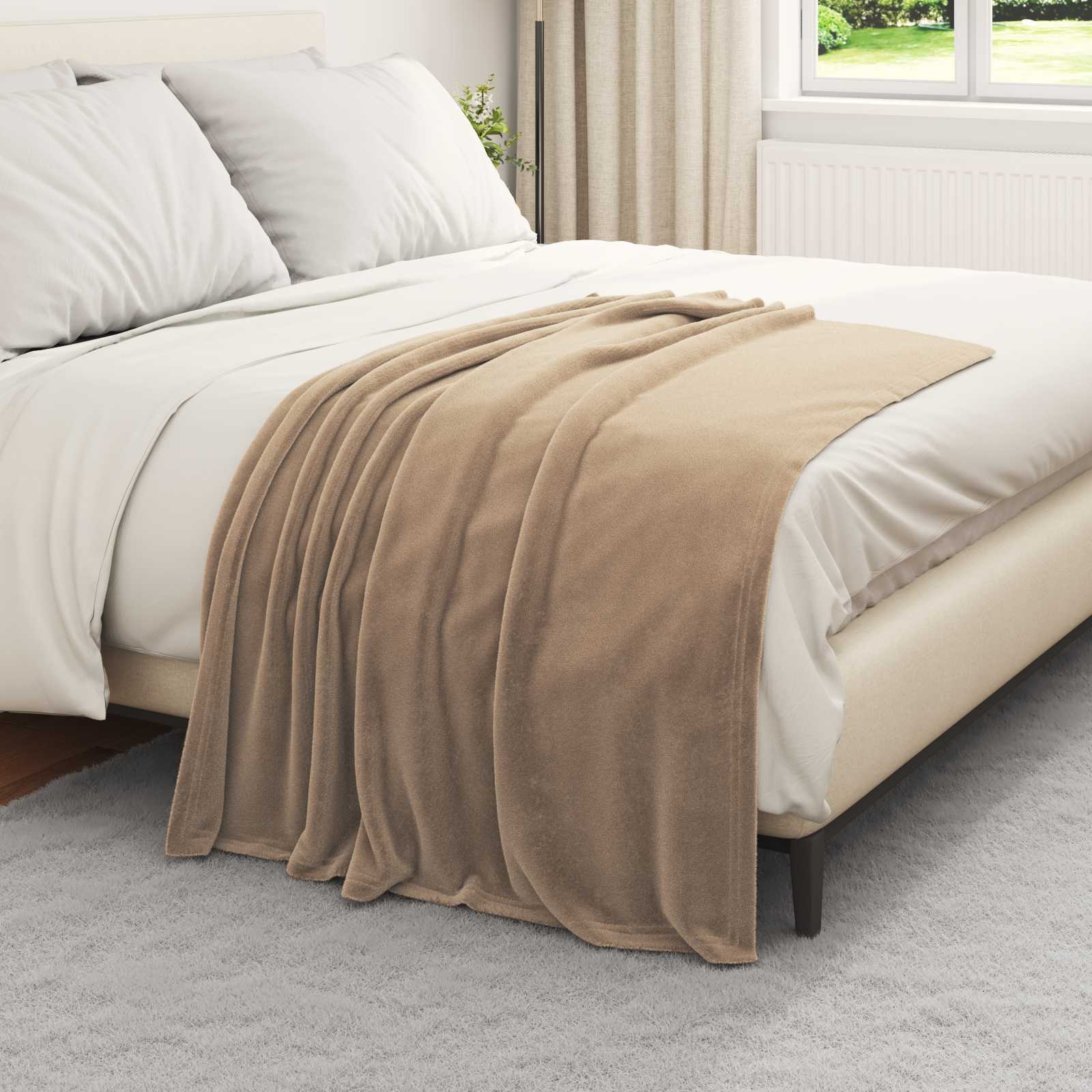 vidaXL Überwurfdecke Kamel 130 x 150 cm Fleece