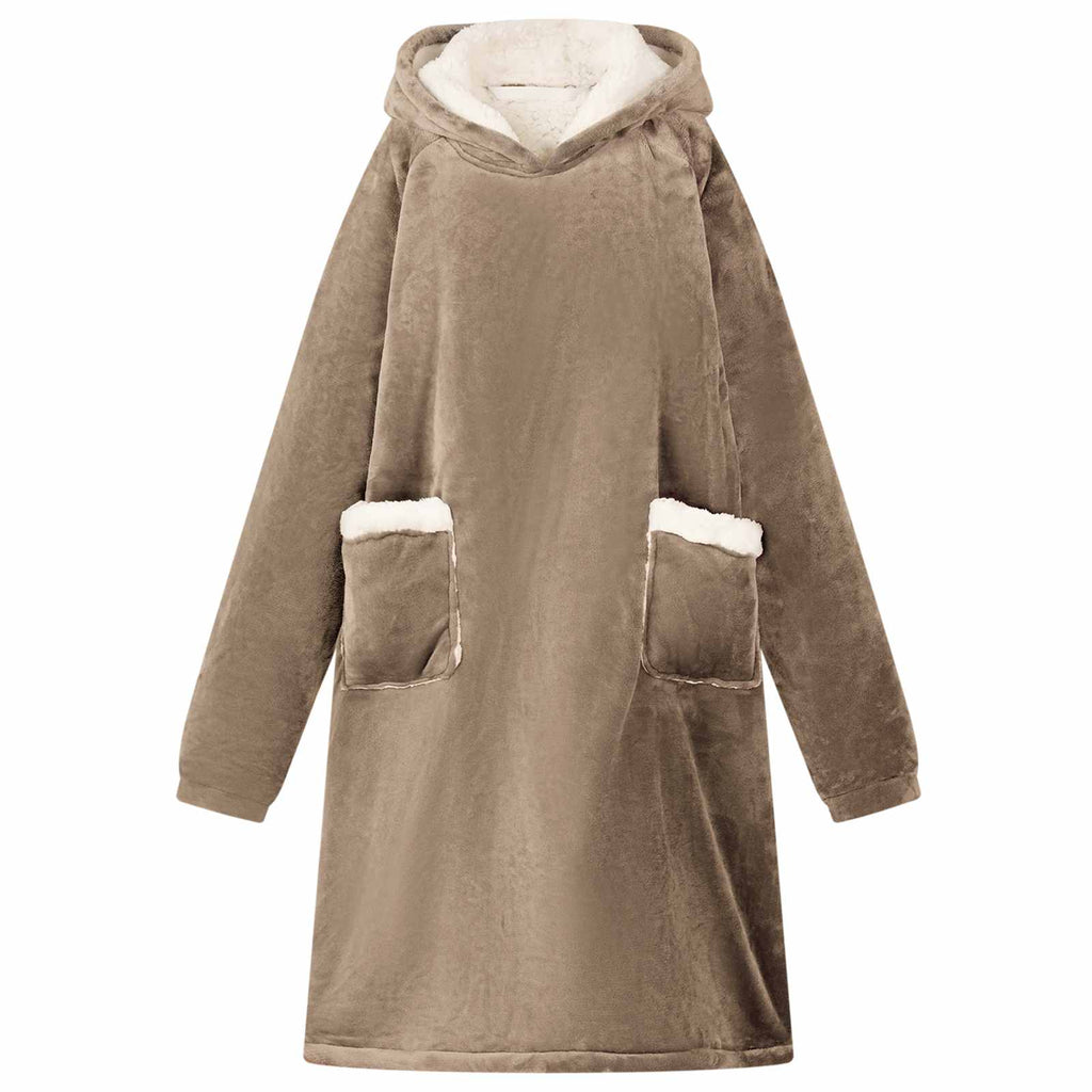 vidaXL Decken-Hoodie Kamel L Fleece und Flanell