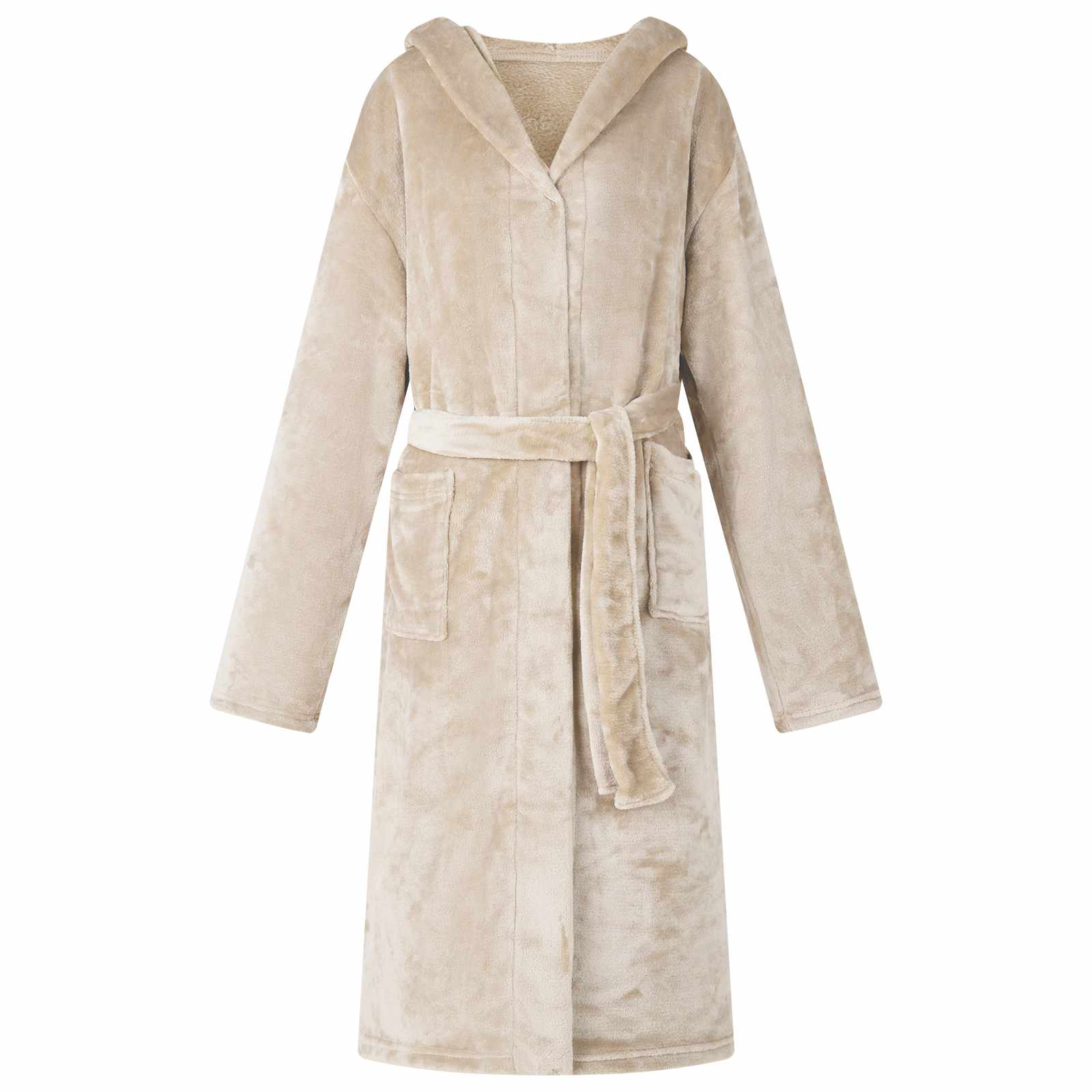 vidaXL Bademantel Hoodie Beige XL Flanell