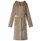 vidaXL Bademantel Hoodie Kamel S Flanell
