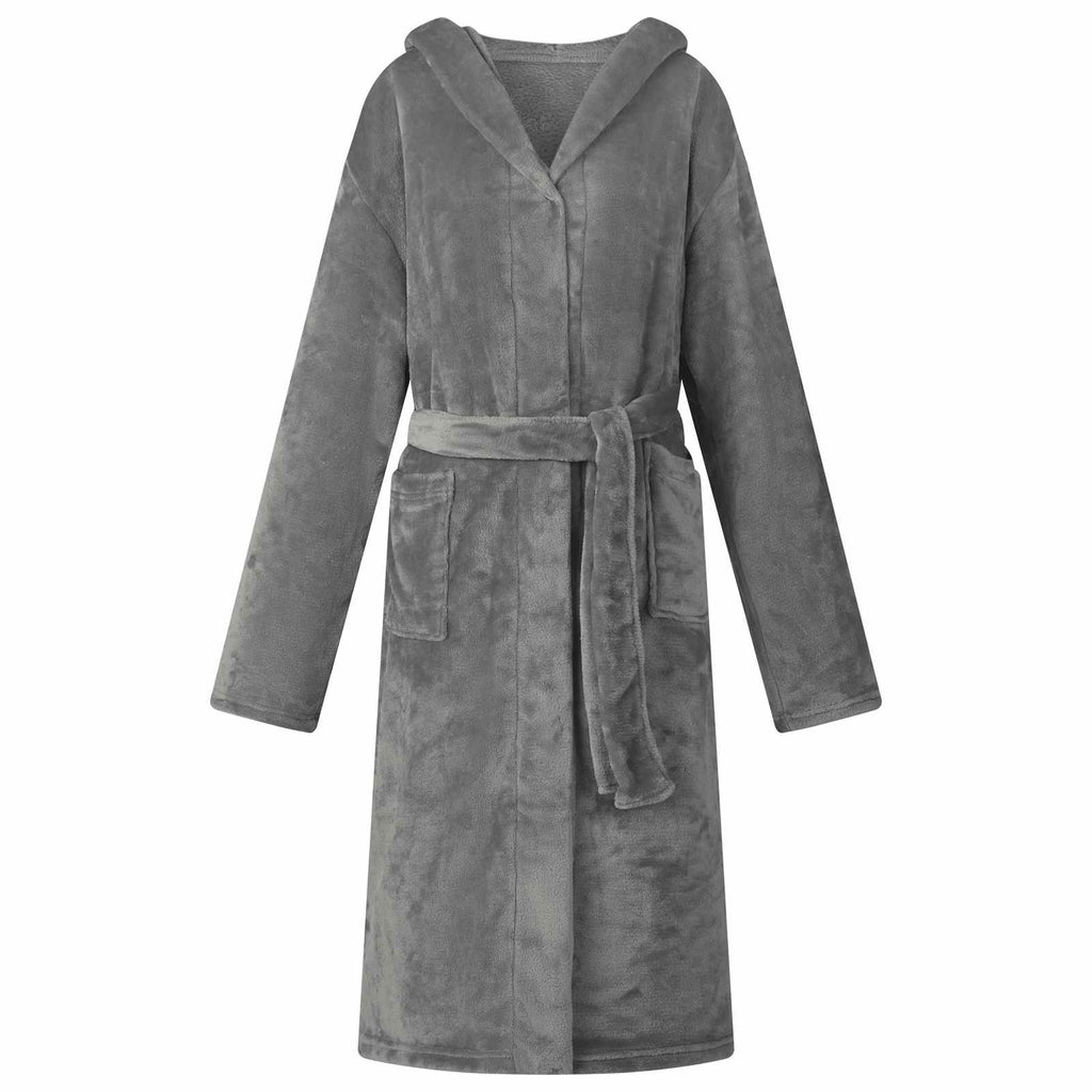 vidaXL Bademantel Hoodie Dunkelgrau L Flanell